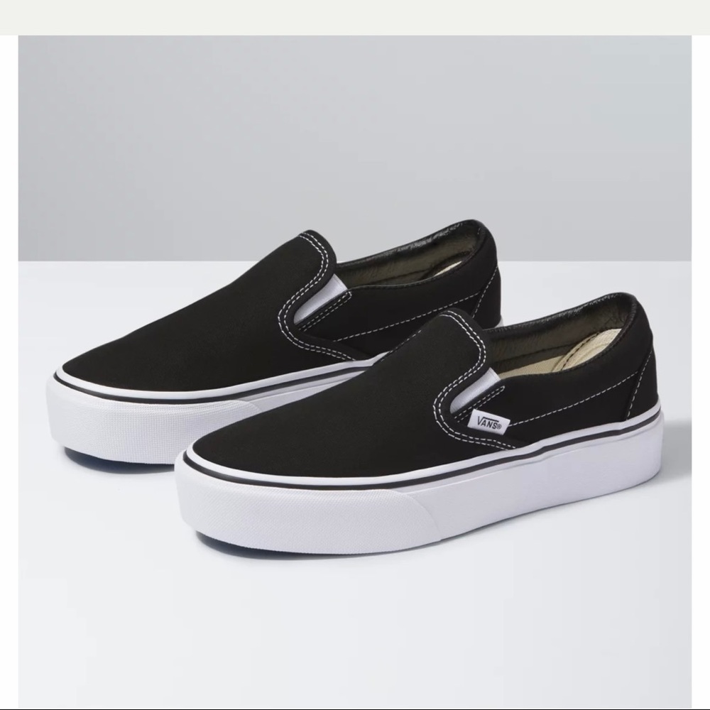 Black Platform Slip on Vans size 7